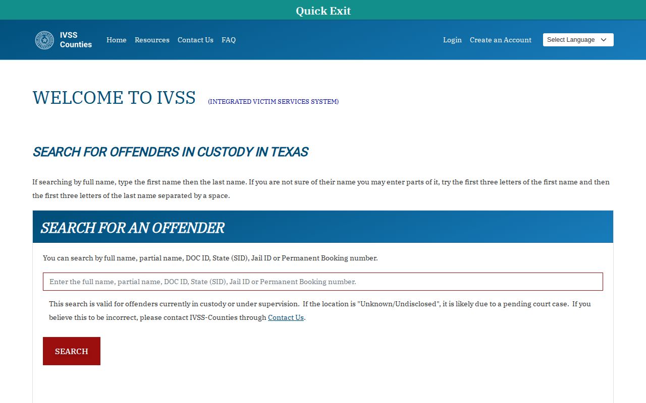 Texas IVSS Starr County same-day release search